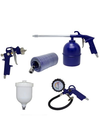 Buy 5 pc Pneumatic Air Tool Kit - Spray Gun, Inflator with Gauge, Blower, and Hose Set- MKDGS5 in UAE