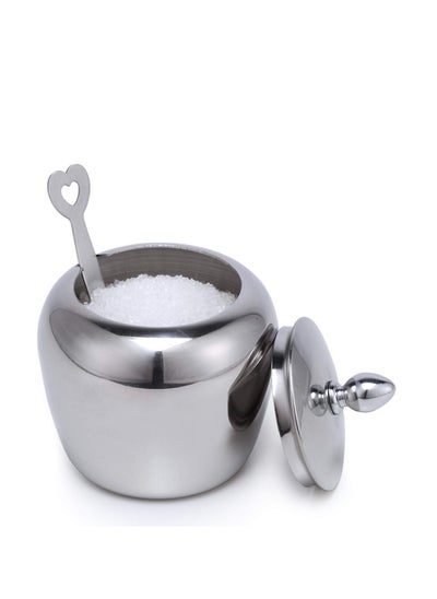 Buy Small Stainless Steel Sugar Bowl with Lid and Sugar Spoon in Heart Shape for Kitchen and Home Sugar Holder in Apple Shape 7.2oz/215ml in Saudi Arabia