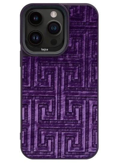 Buy iPhone 14 Pro Max Case Glamorous Collection maze Pattern PU Leather Embroidery stitching Case Cover - Purple in UAE