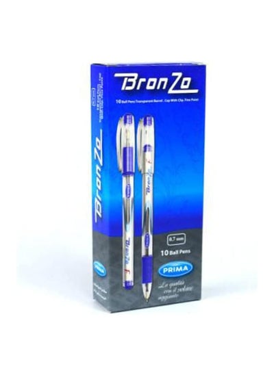 Buy Prima bronzo pack of 10 pieces ballpoint pen fine - blue in Egypt