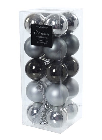 Buy Christmas Ball, Silver & Black – Set of 20 in UAE