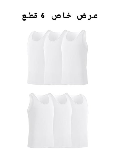 Buy 6 white undershirts for men in UAE