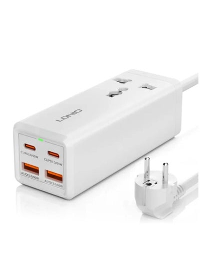 Buy Adapter Multifunctional Charger Power Strip SC1418 65W PD  - Charge Your Devices Quickly with 2 USB Ports, 2 Type C, and 200cm Extension Socket. in Egypt