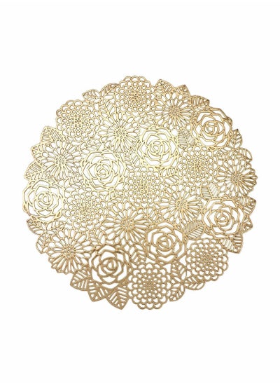 Buy Round Gold Placemats Set of 6 Elegant Fancy Charger for Dining Table Holiday Wedding Decorative Placemats Charger Table Setting Place Mats Kitchen Table Mats Round Vinyl Placemats for Table in Saudi Arabia