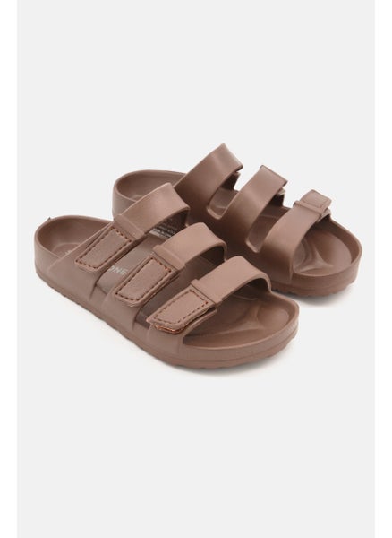 Buy Kids Boy  Velcro Closure Brand Logo Sandals, Tan in UAE