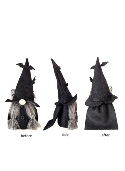 Buy Halloween Gnomes Plush Doll Decor, 3Pcs Handmade Tomte Swedish Gnome Decor Gnomes Ornaments with Black Witch Cloak Hat Handmade Gnome Home Halloween Day Party Table Decorations Gifts in UAE