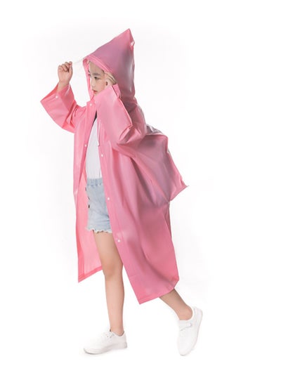 اشتري Raincoat for Kids, Boys and Girls Hooded Poncho Can Carry School Bags Large Raincoat Reusable Poncho Jacket Applicable Height 1.1-1.5M Kids(Pink) في الامارات