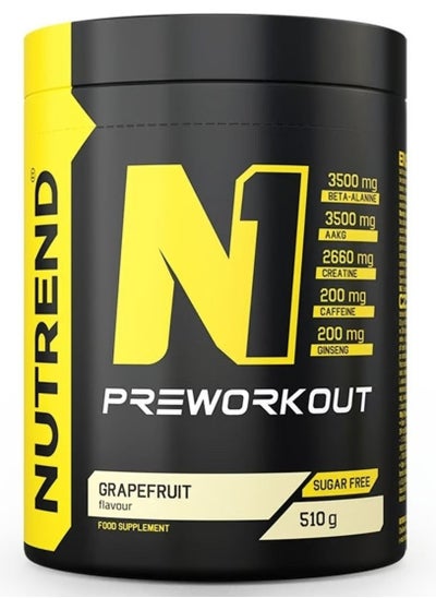 Buy N1 Pre Workout Sugar Free 510 Grams, Grape Fruit in UAE