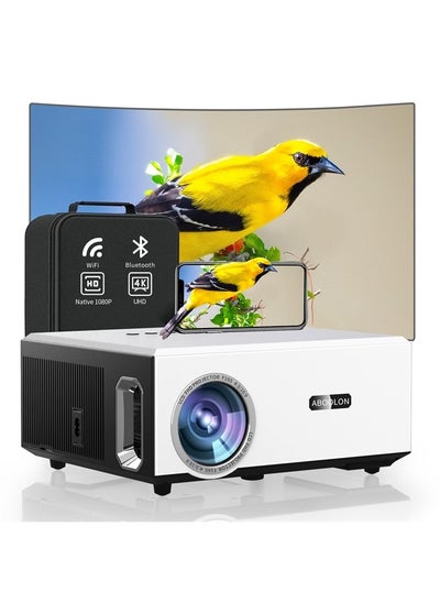 اشتري 4K Projector with Wifi and Bluetooth,ABoolon 1000ANSI 1080P Projector,Outdoor Projector Support 500"Display,4P/4D Keystone Correction,50%Zoom,PPT,Projector 4K Compatible TV Stick,iOS,Android,Win في الامارات