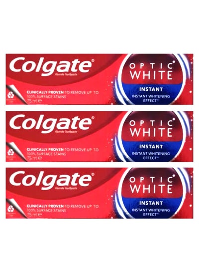 Colgate Pack Of 3 Optic Instant Sparkling White Toothpaste 75ml price ...