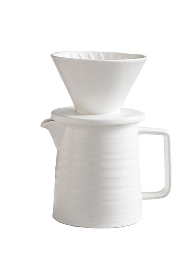 Buy Pour Over Coffee Maker Set,Premium White Ceramic V60 Dripper & Decanter,1-2 Cup Home Filter Coffee Maker (White) in Saudi Arabia