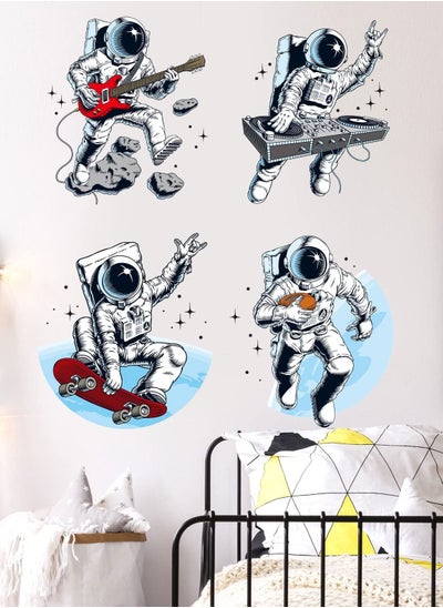 Buy Astronaut Wall Sticker, Removable Outer Space Cosmic Wall Stickers Spaceman Guitar Skateboard Wall Decal Space Theme Wall Decals Mural for Boys Kids Living Room in Saudi Arabia