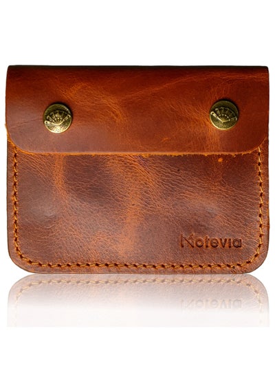 Buy Genuine Leather Wallet Card Slots & Money 3 Section Flip Wallet Case Men Genuine Leather Cow Wallet Pocket Wallets & Card Holder (Havan) in Egypt