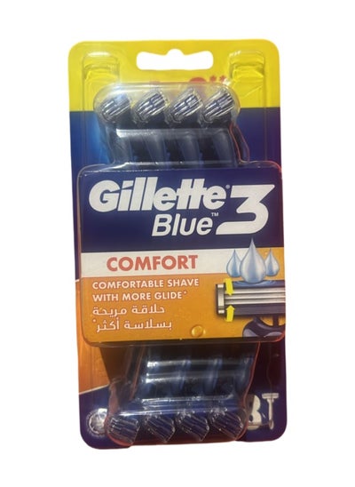 Buy Blue 3 Comfort Razor Blade Set of 8 pieces, blue silver, provides a more smooth and comfortable shave in Saudi Arabia