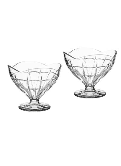 Buy Glass desserts bowl set clear glass two pieces in Saudi Arabia