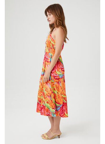 Buy Satin Tropical Print Maxi Dress in Egypt