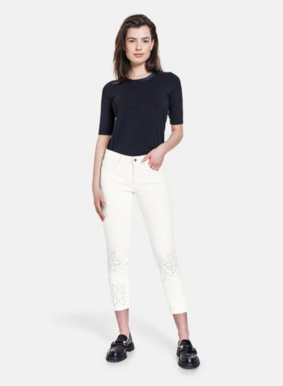 اشتري 7/8-length jeans with broderie anglaise, Skinny TS White في مصر