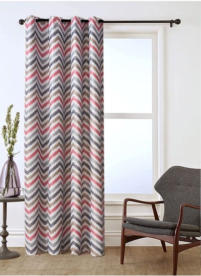 Buy 1-Piece Corrugated Printed Craft Blackout Curtain Red/Blue 140 x 240centimeter in UAE