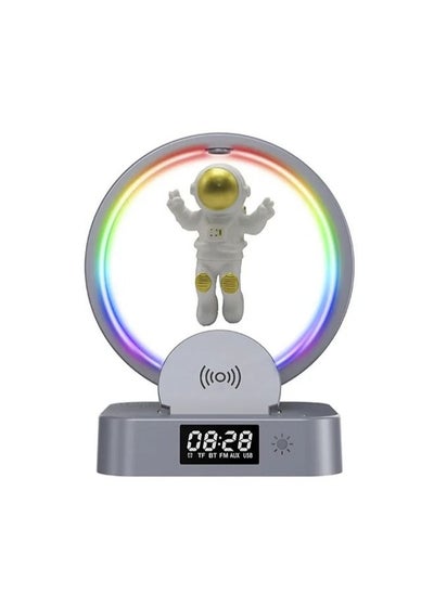 Buy Magnetic Rotation Levitation Astronaut Speaker Home Office Decor RGB Atmosphere Led with Alarm Clock Support Wireless Charger Music Box Bluetooth Speaker for Party Player Wireless Speaker Gift,Gold in Saudi Arabia