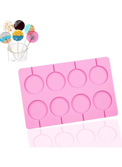 Buy Silicone Lollipop Moulds, 8 Capacity Round Chocolate Hard Candy Ice Great for Lollipop, Sucker, Candy, Chocolate, Cake Pop in UAE