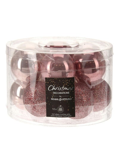 Buy 5-cm Christmas Balls, Pink - Set of 12 in UAE