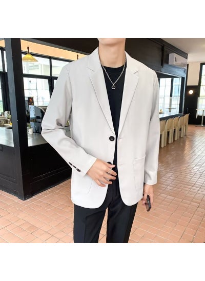 Buy Autumn Casual Blazer Men Korean Trendy Business Versatile Light gray in UAE