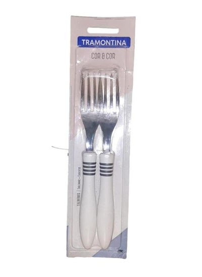 Buy 2-Piece Fork Spoon Set White 23 x 4cm in Saudi Arabia