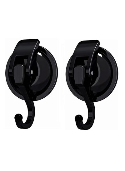 Buy Suction Cup Hooks for Shower, 2 Pack Heavy Duty Vacuum Suction Shower Hooks, Waterproof Bathroom Towel Hooks for Hanging, No Punching Robe Hooks, Reusable Wreath Hanger, Black in Saudi Arabia