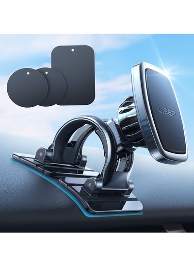 Buy LISEN Magnetic Car Phone Mount for iPhone and Android with 6 Magnets and Adjustable Arch Design, Black in Saudi Arabia