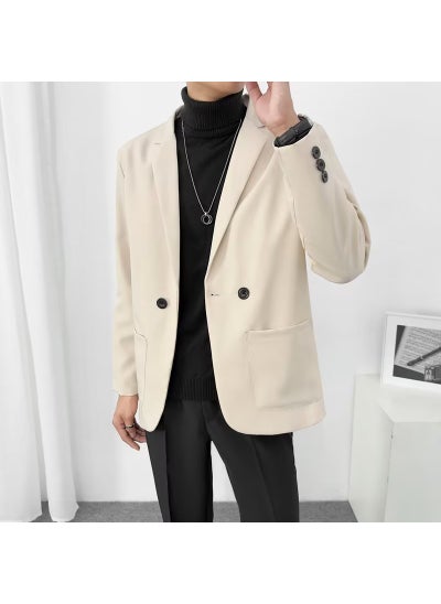 اشتري Casual Korean Mens Blazer New JacketApricot (high quality) Apricot (high quality) في السعودية