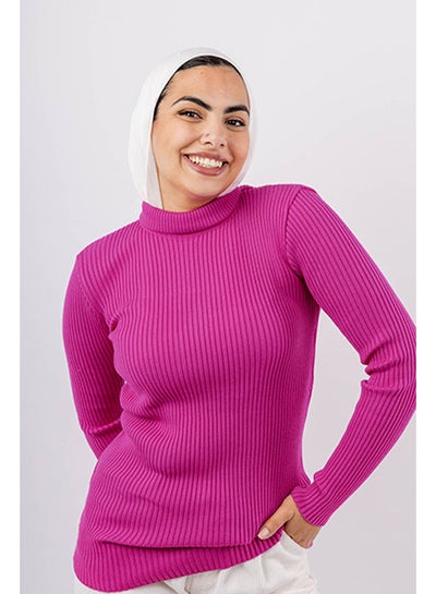 Buy Fine Mini Ribbed Pullover | Free Size | HotPink in Egypt