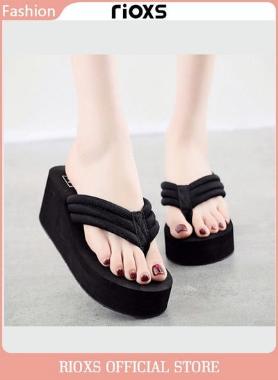 Women's Flip Flops Chunky Heel Slippers Casual Non-Slip Thick Sole Platform  Sandals For Indoor Or Outdoor Use price in Saudi Arabia, Noon Saudi Arabia