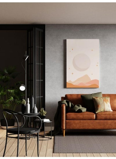 Buy Circular geometric shape of the moon printed canvas wall art 60x40 cm in Egypt