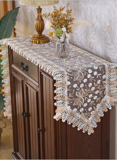 اشتري European Lace Embroidery Hollow Table Runner For Decoration في السعودية