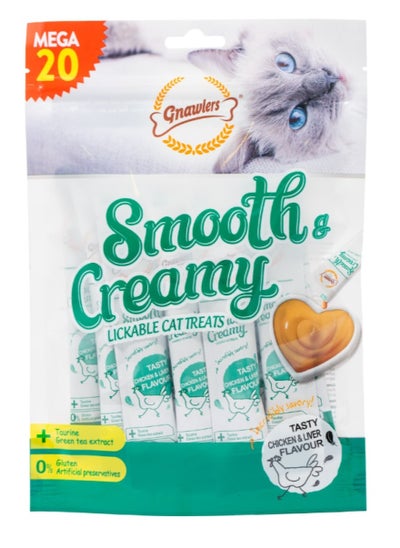 اشتري Gnawlers Smooth & Creamy Lickable Cat Treats (20pcsx15g) - Chicken & Liver في الامارات