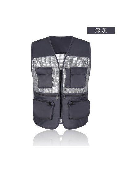 Buy Multi-Pocket Zip Fishing Vest for MenDark gray Dark gray in UAE