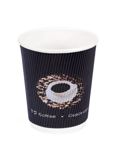 Buy 10-Pieces Ripple Cups Black Printed  for Hot Beverages Tea, Coffee & Chocolate Drinks for Office, Party, Home & Travel 8Oz in UAE