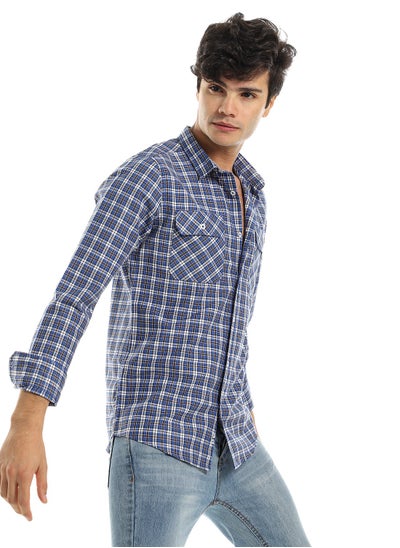 اشتري Royal Blue Checkered Shirt with Two Front Pockets في مصر