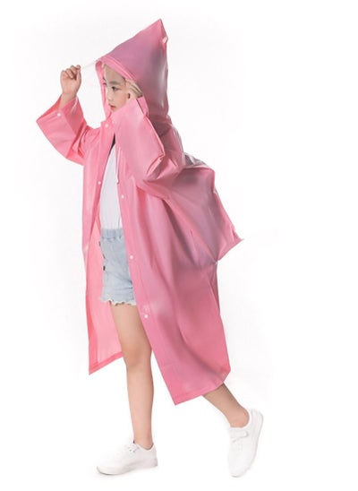 Buy Raincoat for Kids, Boys and Girls Hooded Poncho Can Carry School Bags Large Reusable Jacket Applicable Height 1.1-1.5M Kids(Pink) in UAE