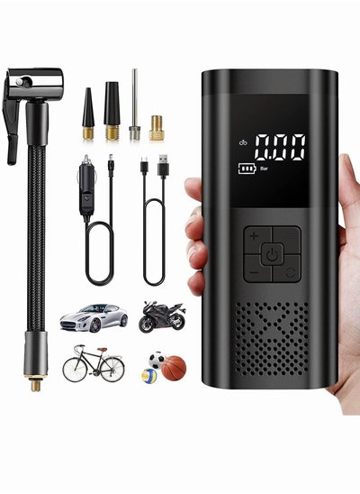 اشتري Air Compressor Tire Inflator Pump Car Portable, 150 PSI Fast Inflation with LCD Dual Screen, [Cordless & Strong Power] Electric Tire Pump for Car Tire For Car, Bicycle, Motorcycles, Ball في السعودية