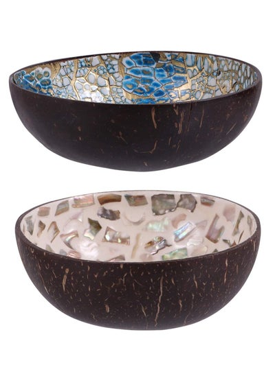 Buy Coconut Bowls, Natural, Hand-Crafted, Vegan-Friendly, Salad, Smoothie or Buddha Bowl and Kitchen Utensils - Practical Snack Bowls (2 Pcs) in UAE