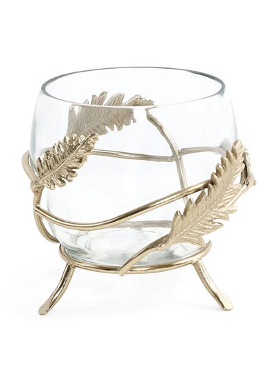 اشتري Aby Candle Holder, Gold & Clear - 12.07x13.97 cm في الامارات