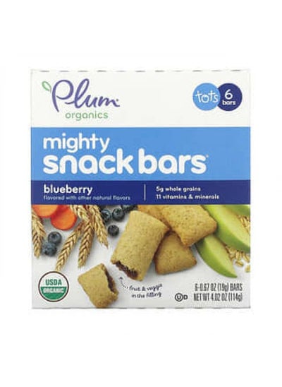 Buy Plum Organics, Mighty Snack Bars, Tots, Blueberry, 6 Bars, 0.67 oz (19 g) Each in UAE