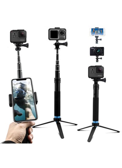 Buy Extendable Aluminum Alloy Selfie Stick with Detachable Tripod for GoPro Hero 7/6/5/4/Xiao Yi Action Camera in UAE