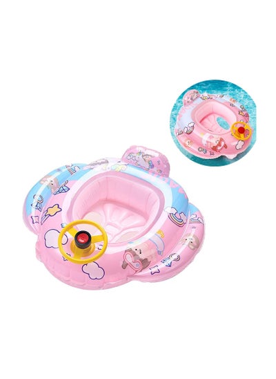 Buy Baby Swimming Float Kids Inflatable Floater with Funny Steering Wheel Horn Safety Seat Anti Flip Toddlers Summer Swim Tool for Ages 1-5 Years Max Weight of 50lbs in UAE