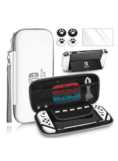 Buy Carrying Case for Nintendo Switch & Switch OLED,Compact and Portable Storage Set with Tempered Film, Switch OLED Crystal case, Thumb Grip Accessories in UAE