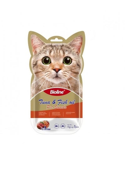 Buy Bioline Tuna And Fish Oil Cat Treats  5X15G in UAE