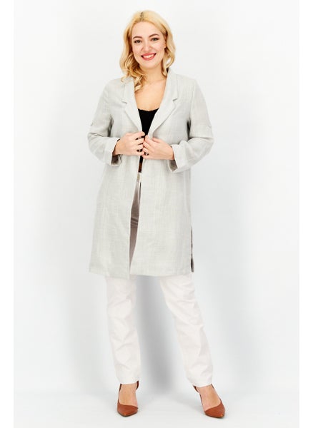 اشتري Women Regular Fit Textured Blazers, Grey في الامارات