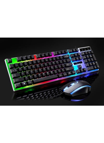 Buy Chasing Leopard G21 Wired usb Luminous Keyboard Mouse Set Computer Mechanical Feel Backlit Keyboard Mouse One Piece Kit Black in Saudi Arabia