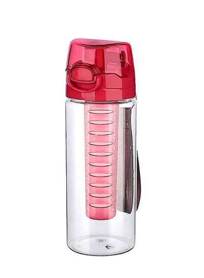 Buy Fruit Infuser Water Bottle with Full Length Infusion Rod and Flip Lid Portable Juice Bottle (Red, 500ml) in UAE